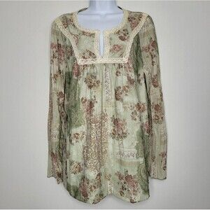 Vintage y2k cottagecore fairy floral modest lace romantic feminine top size xl